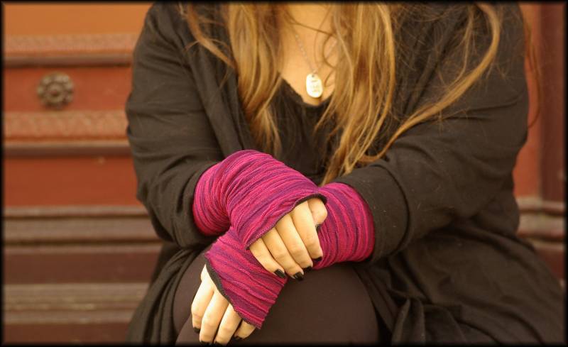 Armstulpen Damen Stulpen Pulswärmer Viskose Fleece Fuchsia von AccessoriDE