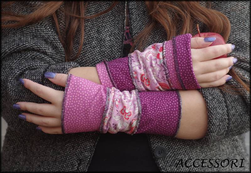 Armstulpen Handstulpen Handwärmer Pulswärmer Sommerstulpen Wendestulpen Rosa Gepunktet Geblümt Patchwork von AccessoriDE