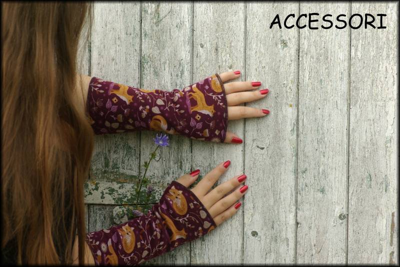 Armstulpen Mit Daumenloch Oder Ohne Stulpen Fuchs Orange Fleece Alpenfleece Kuschelig Lila Handstulpen von AccessoriDE