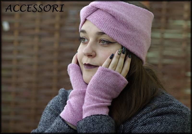 Armstulpen Stulpen Mit Daumenloch Stirnband Aus Strickstoff Knotenstirnband Turbanhaarband Weich Leicht Kuschelig Rosa von AccessoriDE