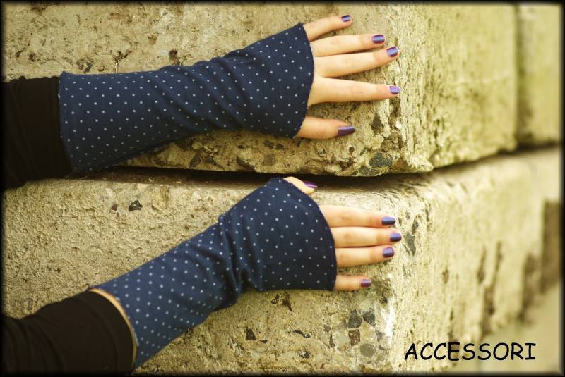 Armstulpen Stulpen Wendestulpen Handstulpen Baumwolle Gestreift Blau Streifen Gepunktet Punkte Pulswärmer Sommerstulpen Handwärmer von AccessoriDE