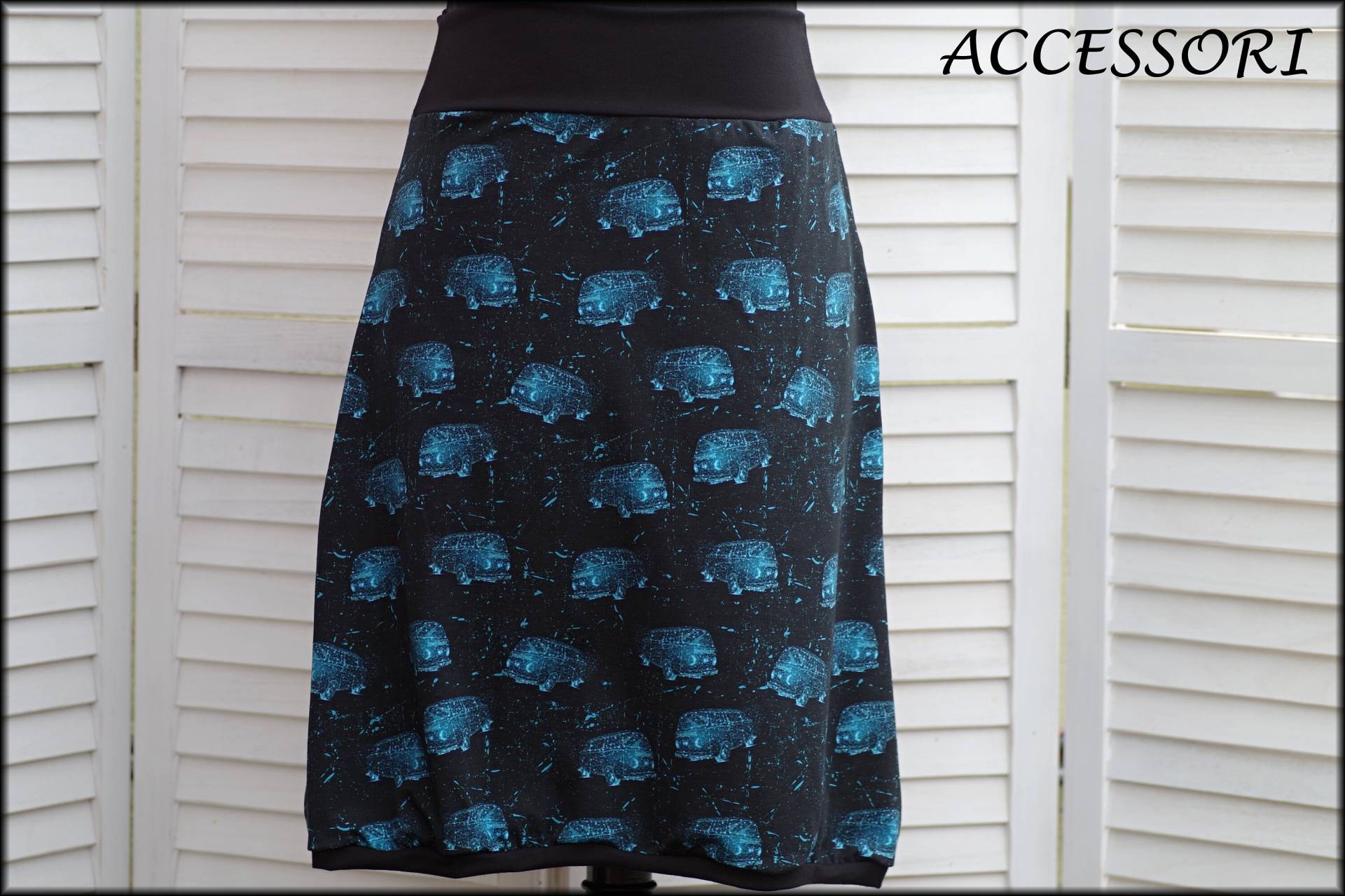 Ballonrock Jerseyrock Sommerrock Schwarz Blau Bus Baumwolljersey Damenrock von AccessoriDE