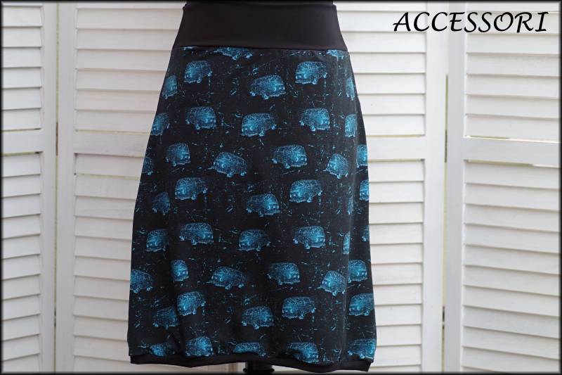 Ballonrock Jerseyrock Sommerrock Schwarz Blau Bus Baumwolljersey Damenrock von AccessoriDE