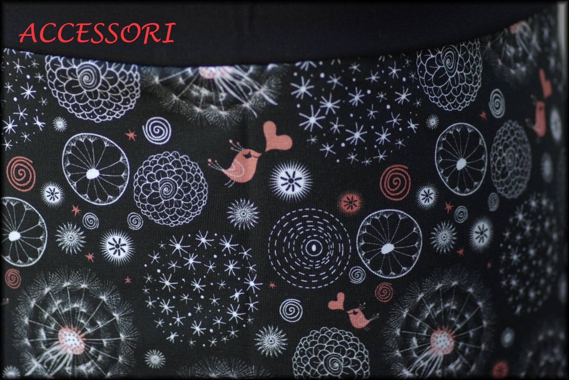 Ballonrock Jerseyrock Sommerrock Schwarz Rot Weiß Mit Vogel Herzen Baumwolljersey Damenrock von AccessoriDE