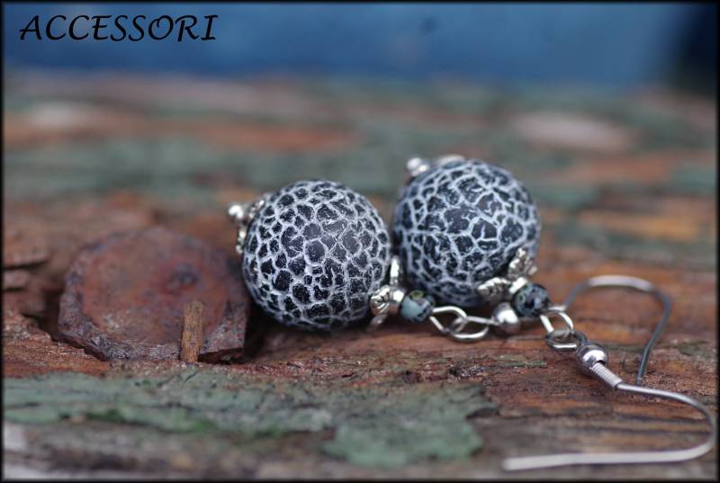 Edelstahl Ohrringe Mit Achat Schwarz Weiss von AccessoriDE