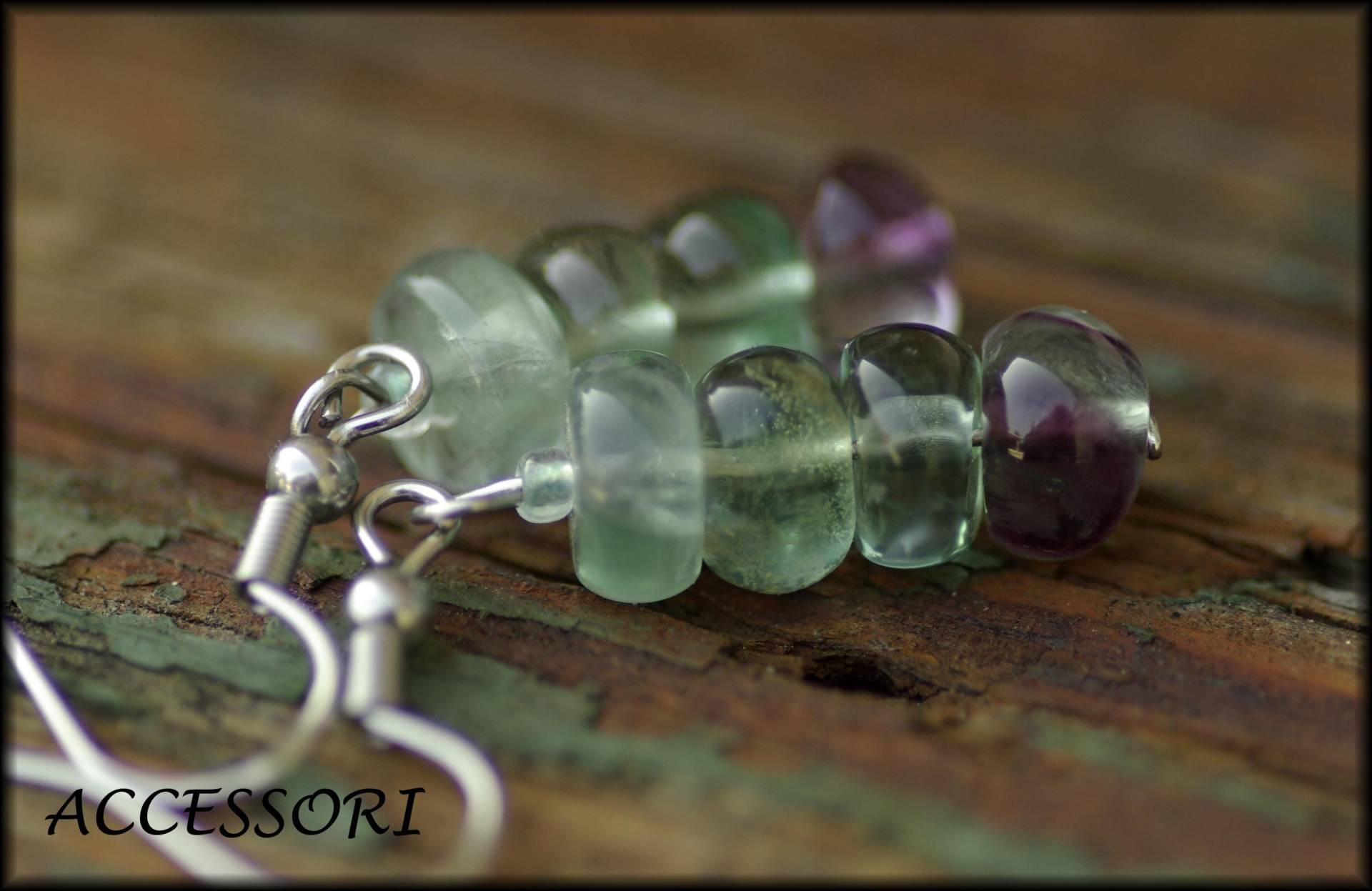 Fluorit Ohrringe Mint Grün Lila Edelstahl Ohrhänger Ohrschmuck von AccessoriDE