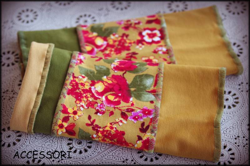 Handstulpen Stulpen Armstulpen Wendestulpen Sommerstulpen Grün Senf Gelb Geblümt Patchwork Baumwolle von AccessoriDE