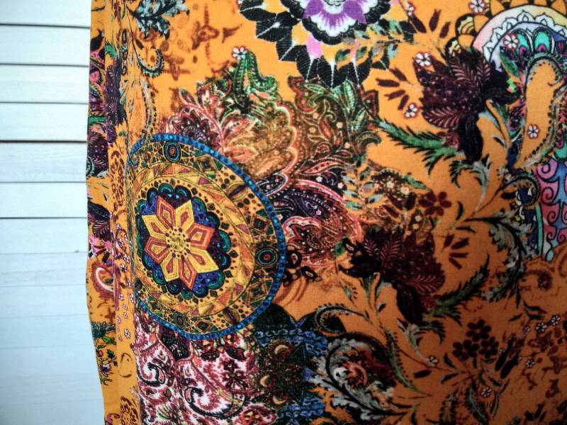 Jerseyrock Sommerrock Viskosejersey Orange Geblümt Paisley Damenrock A - Form von AccessoriDE