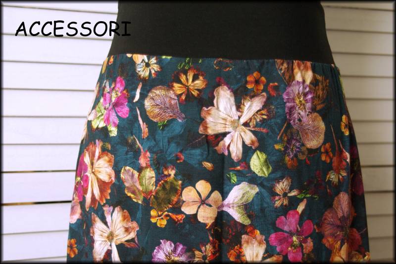 Jerseyrock Sommerrock Viskosejersey Petrol Geblümt Damenrock A - Form von AccessoriDE