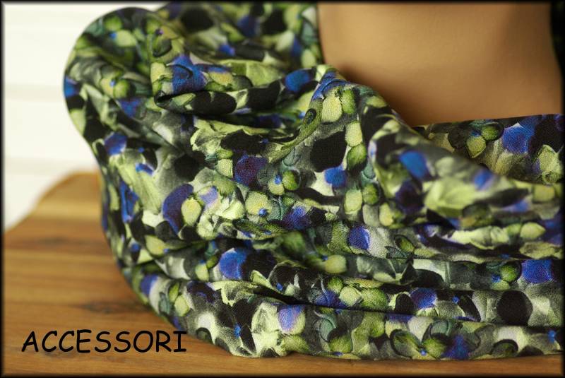 Loop Schal Wickelschal Hortensien Grün Blau Viskose Halsschmuck von AccessoriDE