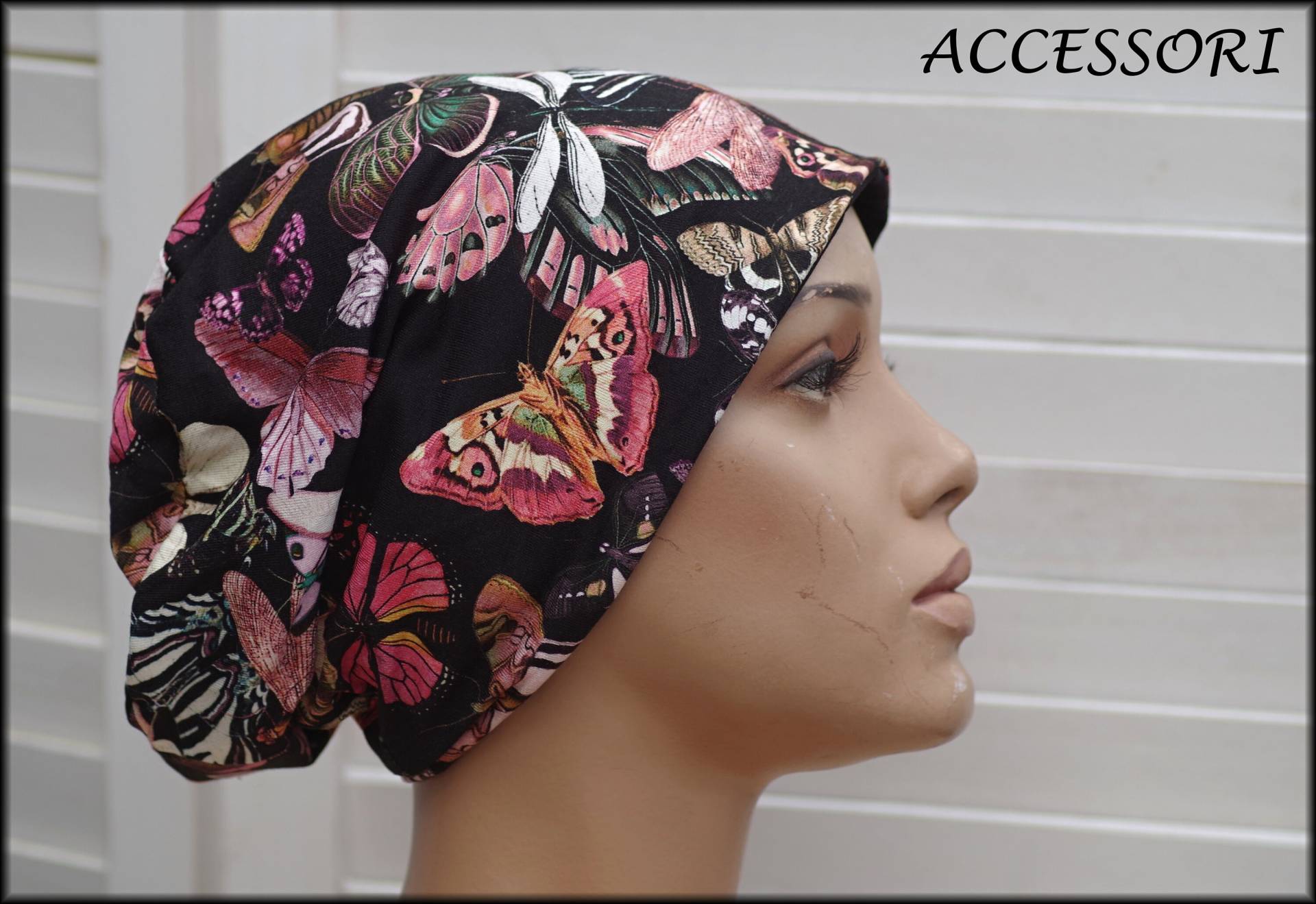 Mütze Beanie Doppelmütze Wendemütze Schmetterlinge Viskosejersey Baumwolljersey von AccessoriDE