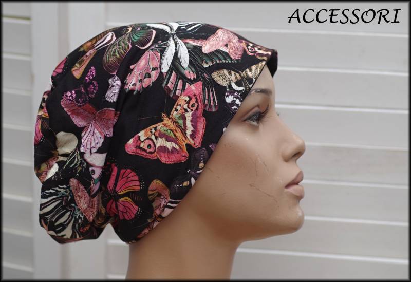 Mütze Beanie Doppelmütze Wendemütze Schmetterlinge Viskosejersey Baumwolljersey von AccessoriDE