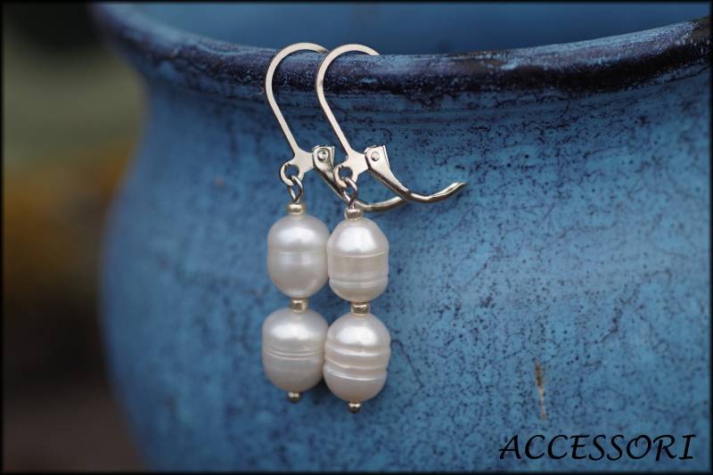 Ohrringe Mit Zwei Süsswasserperlen Weiss von AccessoriDE