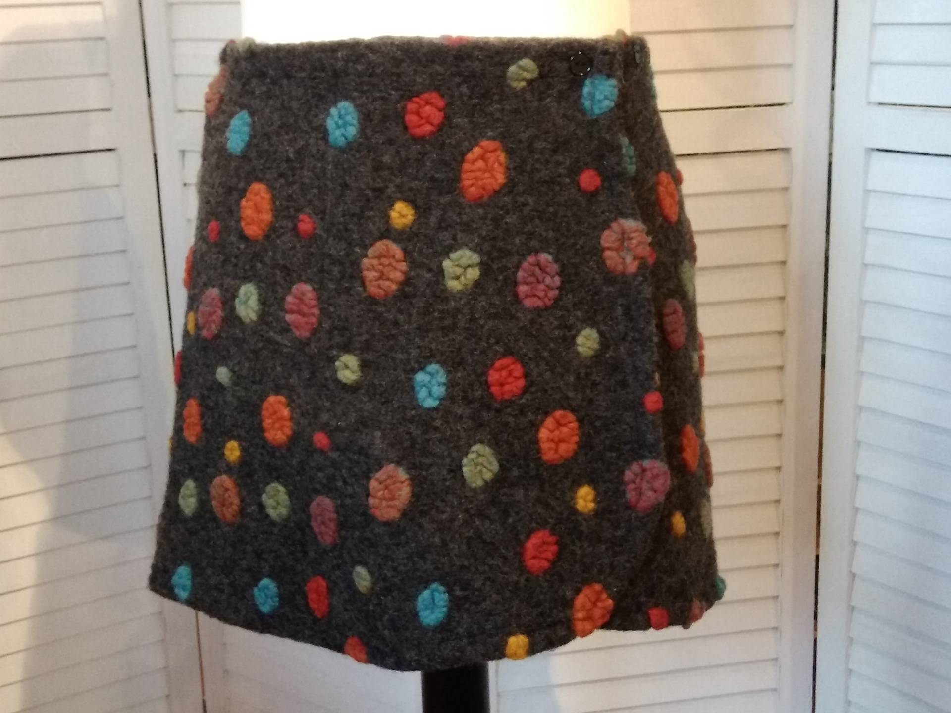 Wickelrock Wollrock Kurz Rock Nierenwärmer Grau Blau Türkis Gepunktet Minirock Wolle Warm von AccessoriDE