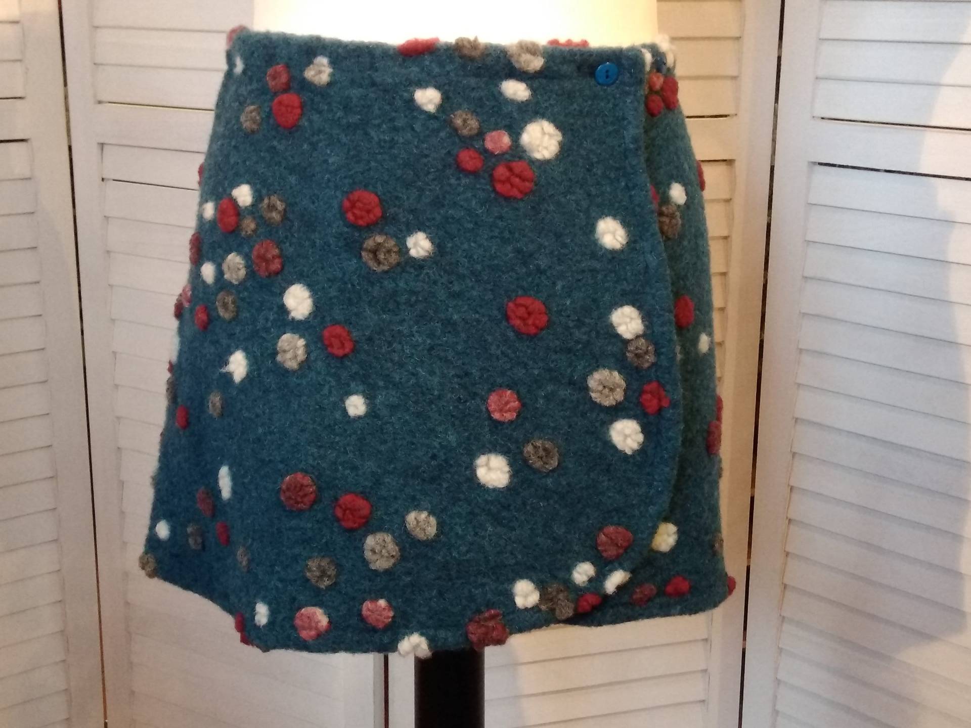 Wickelrock Wollrock Kurz Rock Nierenwärmer Grau Blau Weiß Gepunktet Minirock Wolle Warm von AccessoriDE