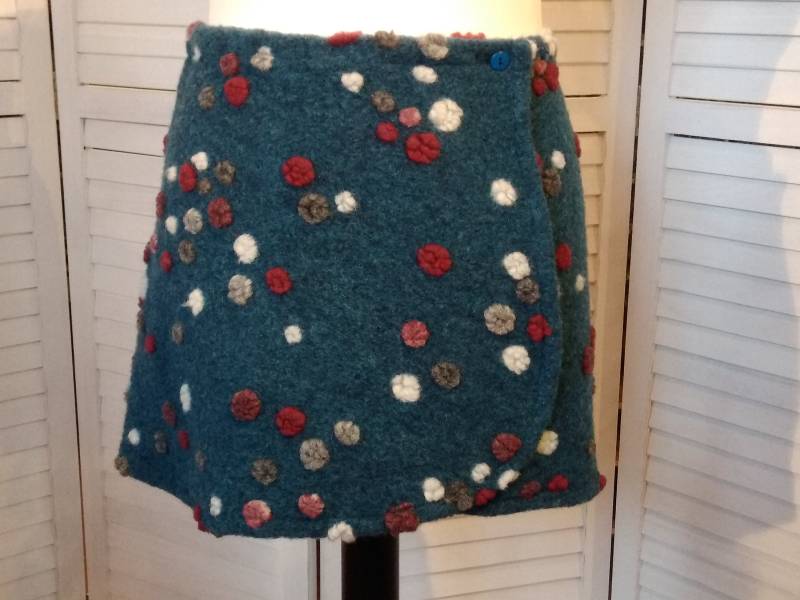 Wickelrock Wollrock Kurz Rock Nierenwärmer Grau Blau Weiß Gepunktet Minirock Wolle Warm von AccessoriDE