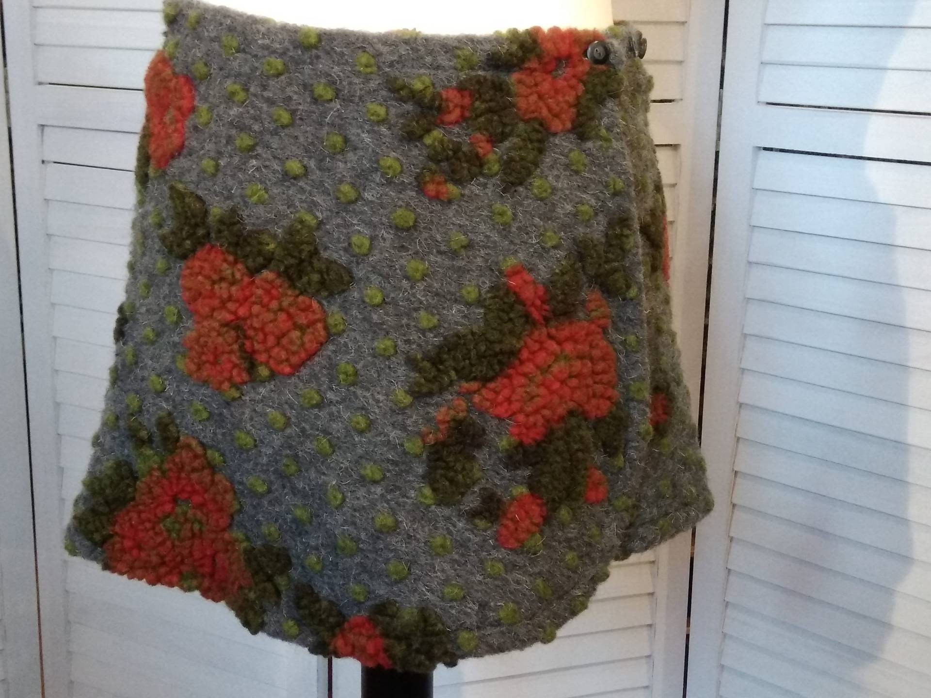 Wickelrock Wollrock Kurz Rock Nierenwärmer Grau Grün Orange Geblümt Gepunktet Minirock Wolle Warm von AccessoriDE