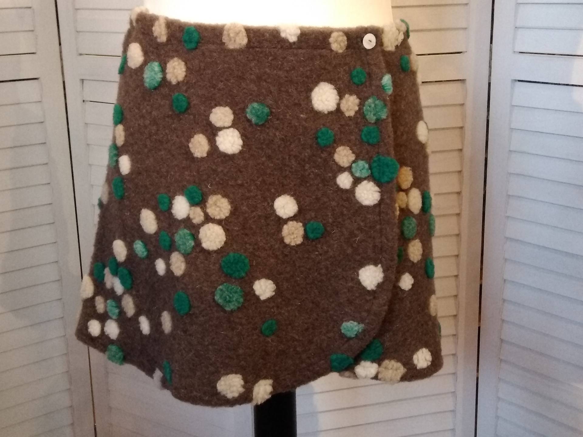 Wickelrock Wollrock Kurz Rock Nierenwärmer Grau Mint Grün Gepunktet Minirock Wolle Warm von AccessoriDE