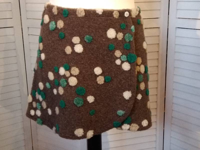 Wickelrock Wollrock Kurz Rock Nierenwärmer Grau Mint Grün Gepunktet Minirock Wolle Warm von AccessoriDE