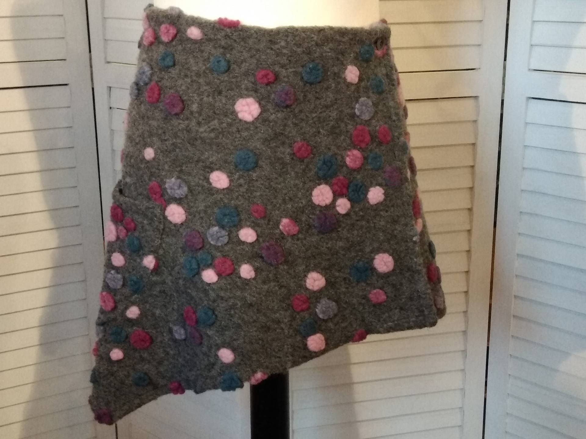 Wickelrock Wollrock Kurz Rock Nierenwärmer Grau Rosa Lila Gepunktet Minirock Wolle Warm von AccessoriDE