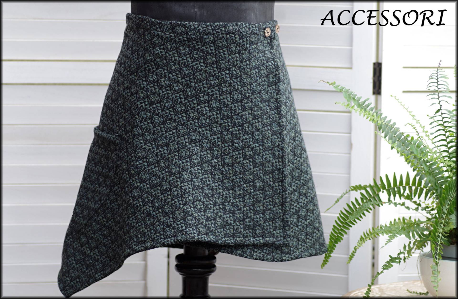 Wickelrock Wollrock Kurz Rock Nierenwärmer Mint Grün Schwarz Minirock Wolle Warm von AccessoriDE