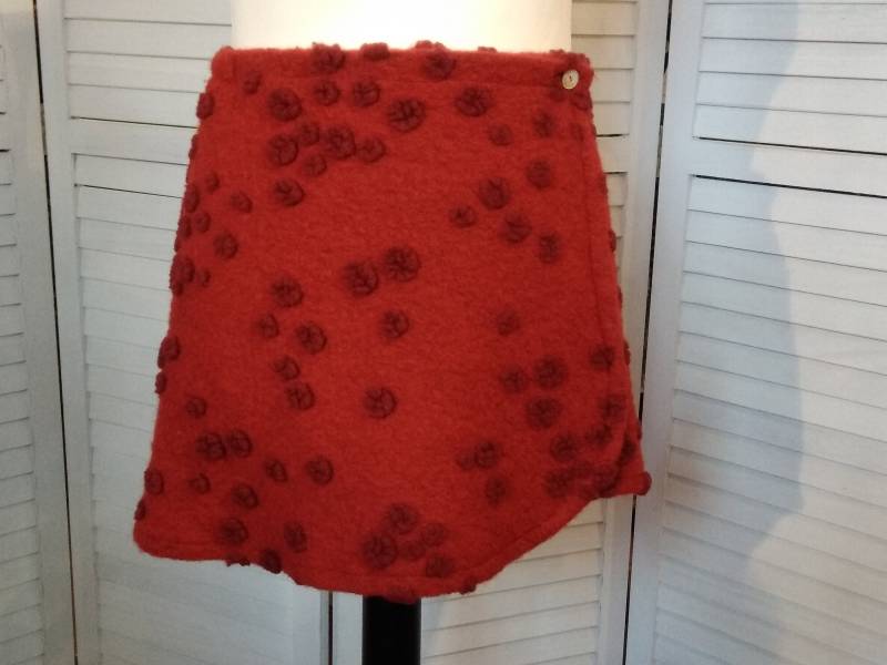 Wickelrock Wollrock Kurz Rock Nierenwärmer Rot Gepunktet Minirock Wolle Warm von AccessoriDE