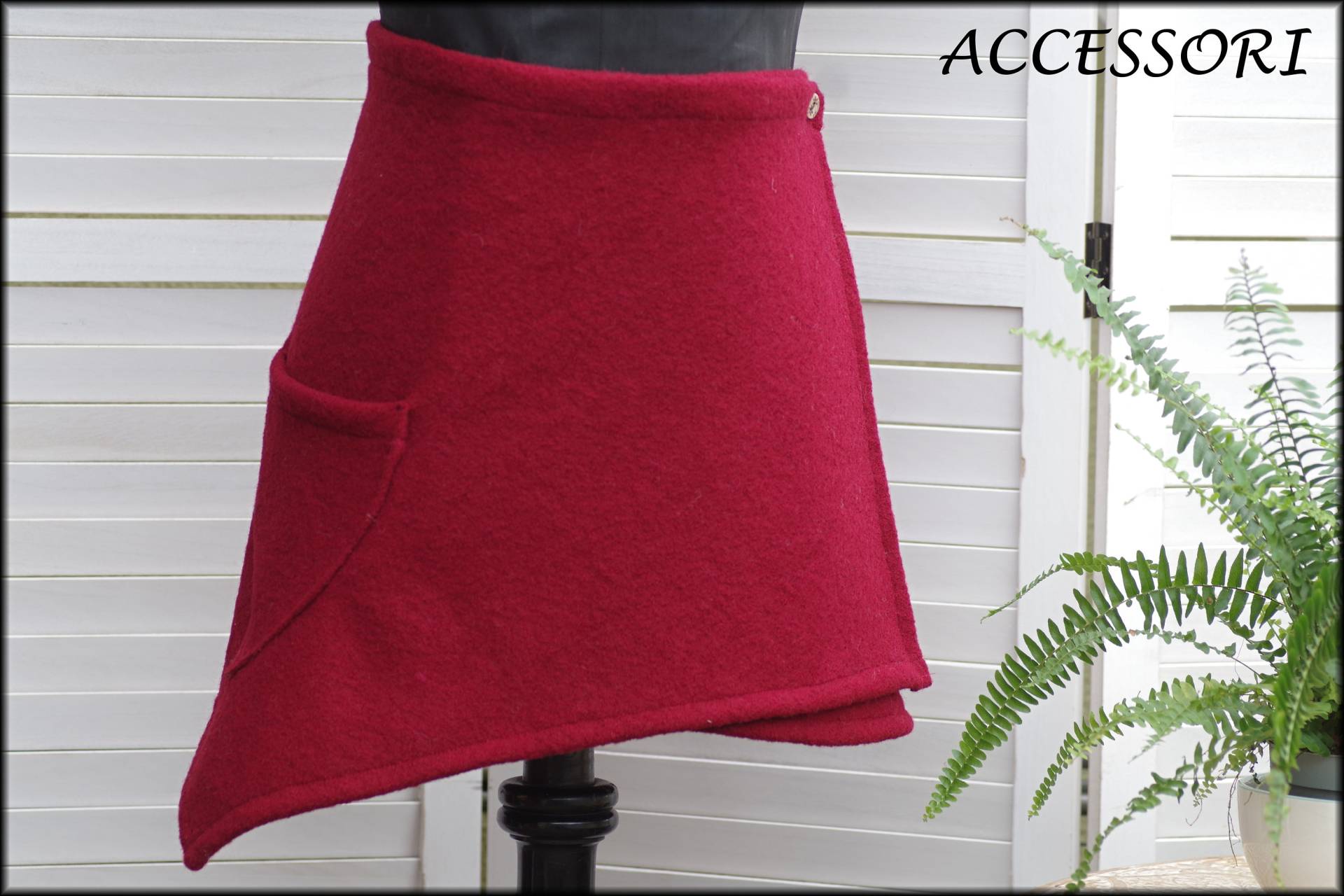 Wickelrock Wollrock Kurz Rock Nierenwärmer Rot Minirock Wolle Warm von AccessoriDE