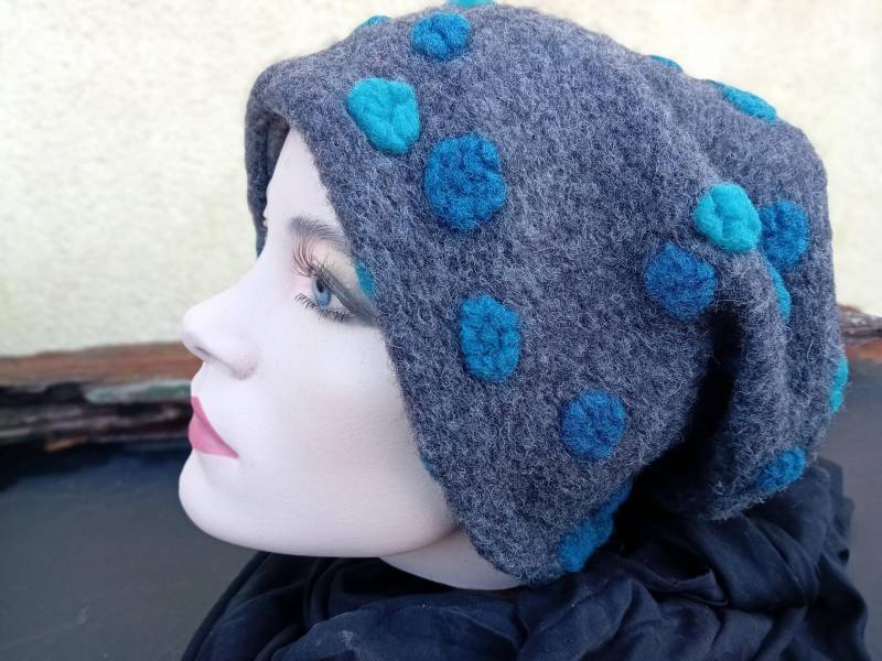 Wollmütze Mütze Beanie Wolle Gepunktet Grau Blau Türkis Warm Gefüttert Mit Fleece Kuschelig Wollmütze Mütze Beanie Wolle Gepunktet Grau Blau Türkis Warm Gefüttert Mit Fleece Kuschelig von AccessoriDE