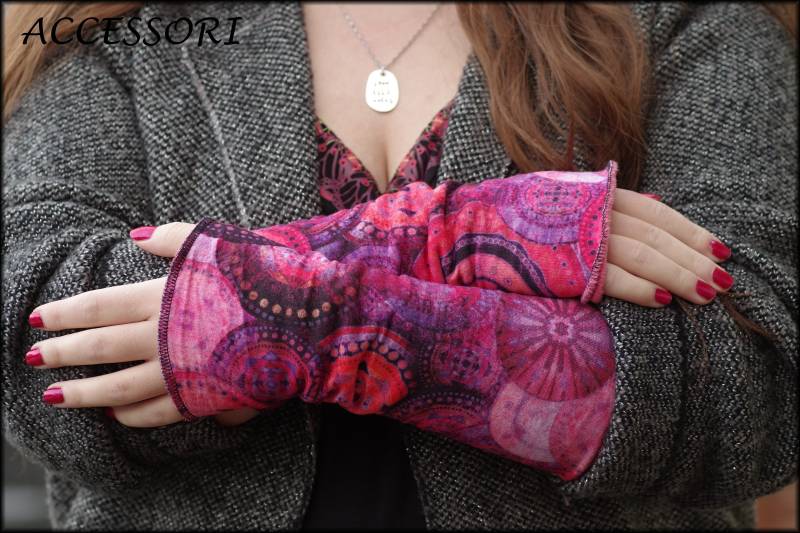 stulpen Armstulpen Beideseitig Oder Mit Daumenloch Rosa Fuchsia Mandala Alpenfleece Handwärmer Weich Warm Kuschelig von AccessoriDE
