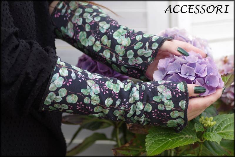 stulpen Armstulpen Beideseitig Oder Mit Daumenloch Schwarz Grün Rosa Geblümt Alpenfleece Handwärmer Weich Warm Kuschelig von AccessoriDE