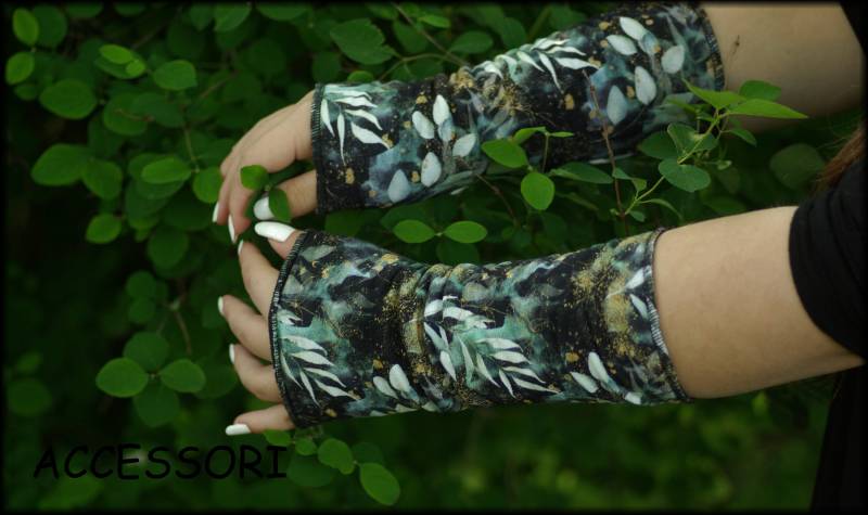 stulpen Armstulpen Beideseitig Oder Mit Daumenloch Schwarz Mint Grün Gold Weiss Geblümt Fleece Handwärmer Weich Warm Kuschelig von AccessoriDE