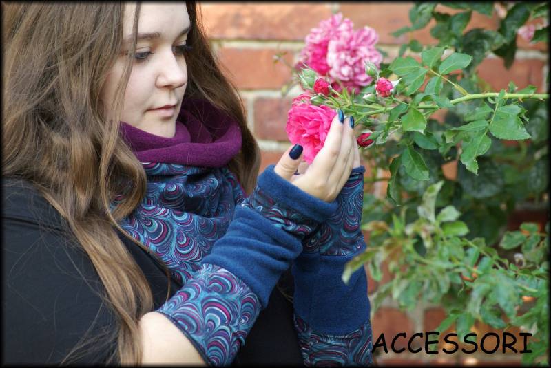 stulpen Armstulpen Handstulpen Wendestulpen Beideseitig Blau Lila Polar Fleece Patchwork Frenchterry Weich Warm Kuschelig von AccessoriDE