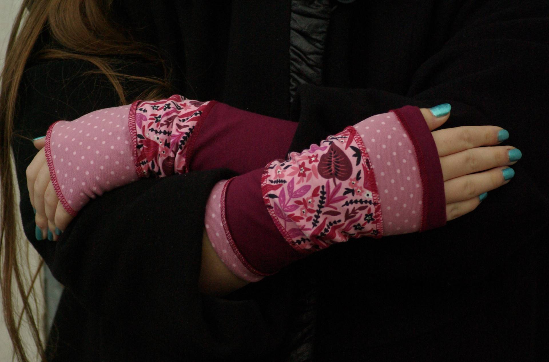 stulpen Armstulpen Handstulpen Wendestulpen Sommerstulpen Rosa Fuchsia Gepunktet Geblümt Patchwork Baumwolle Pulswärmer Handwärmer von AccessoriDE
