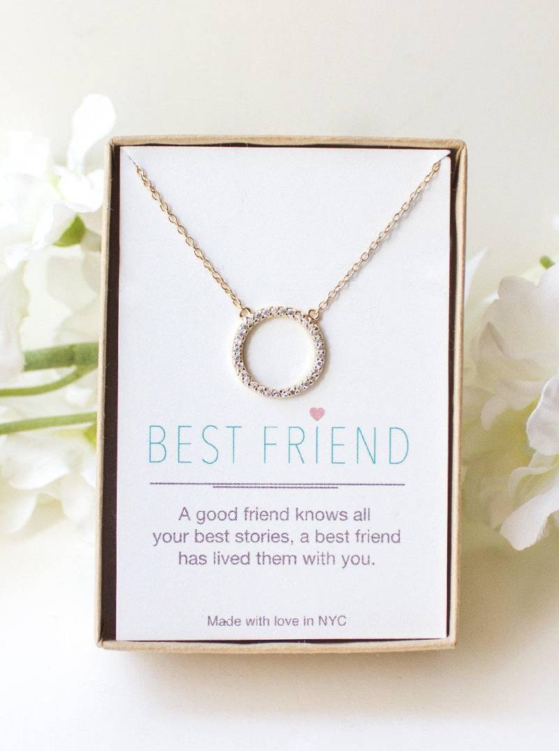 sterling Silber Kreis Halskette Kubikzirkonia Freundschaft Geschenk von AccessoriesAtelier