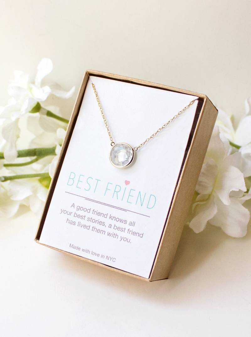 Bff Halskette, Bester Freund Geschenke, Geschenk, Kristall Rosa Halskette von AccessoriesAtelier