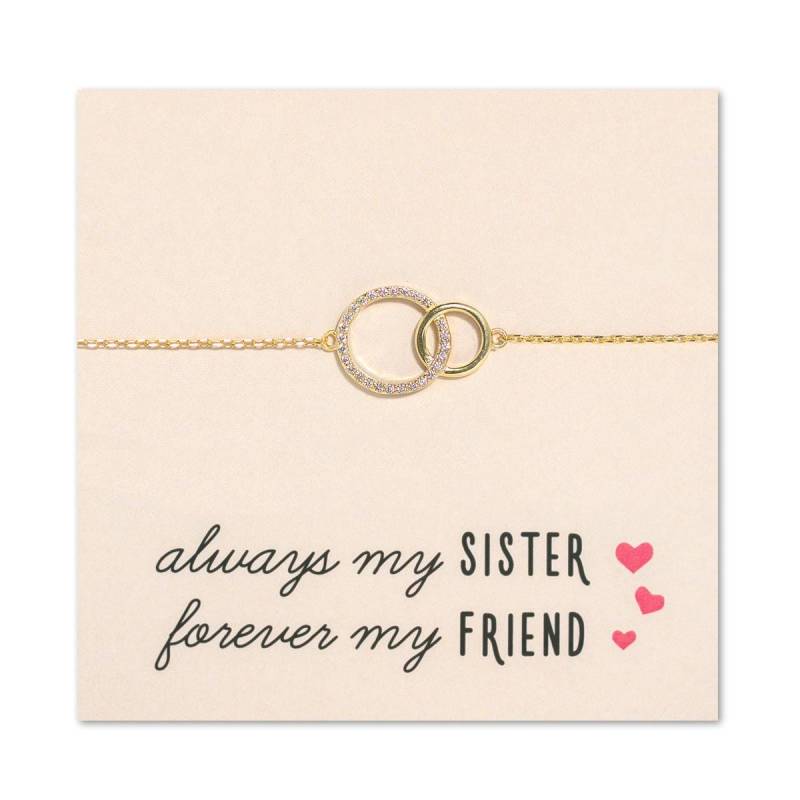 Geschenke Für Schwester - Ineinander Greifender Kreis Armband, Zirkonia Schmuck Geschenk, Geschenk Sie, Weihnachtsgeschenk von AccessoriesAtelier