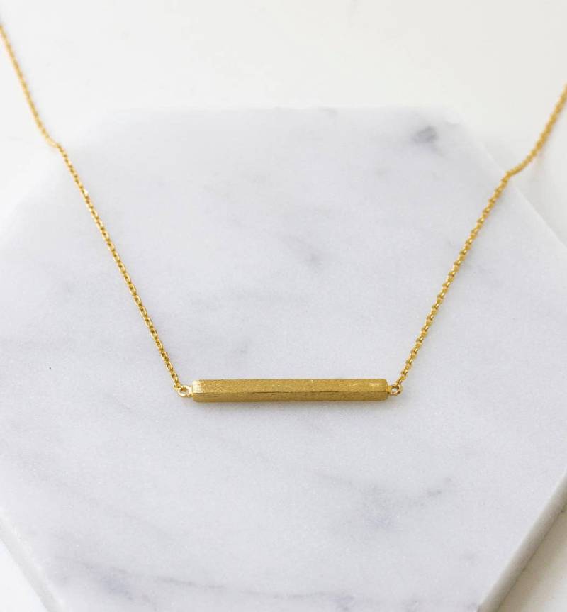 Gold Halskette, Anhänger Bar N384-G von AccessoriesAtelier