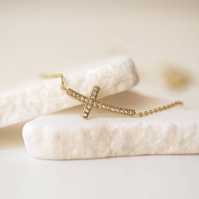 Kreuz Halskette, Seitlich Konfirmation Geschenk, Religiöses N565 von AccessoriesAtelier