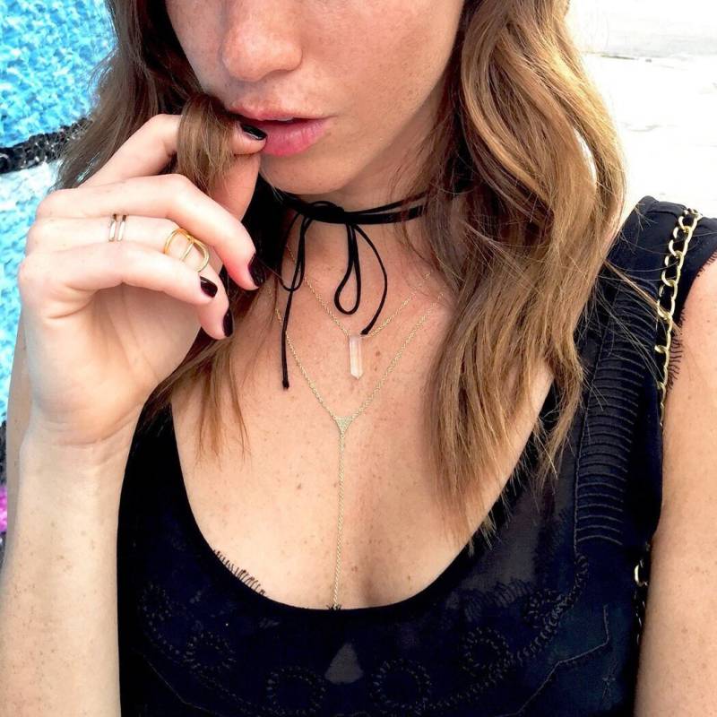 Kristall Halskette, Gold Anhänger Quarz N285-G von AccessoriesAtelier