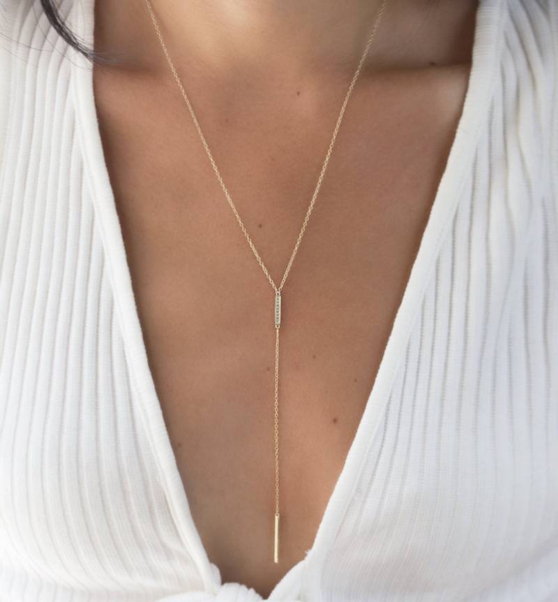 Kristall Halskette, Lariat Lange Minimalist N250-S von AccessoriesAtelier