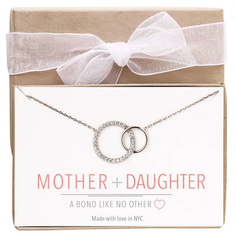 Mutter Geschenke - Sterling Silber Tochter Halskette Mit Cz Kreisen, Geschenk Für Sie, Weihnachtsgeschenk von AccessoriesAtelier