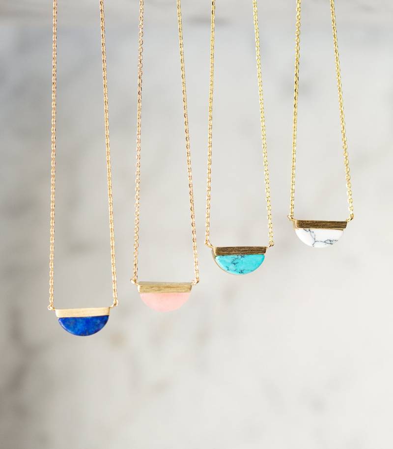 Türkis Gold Anhänger Kette 14K Vermeil, Zierliche Halskette von AccessoriesAtelier