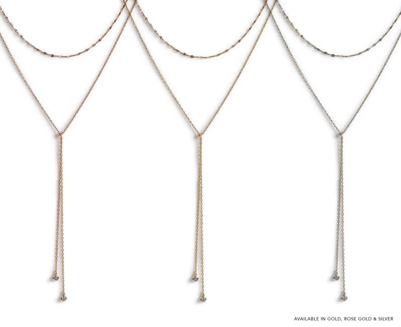 Zierliche Halskette, Layered Gold Lariat Halskette Set, N034 von AccessoriesAtelier