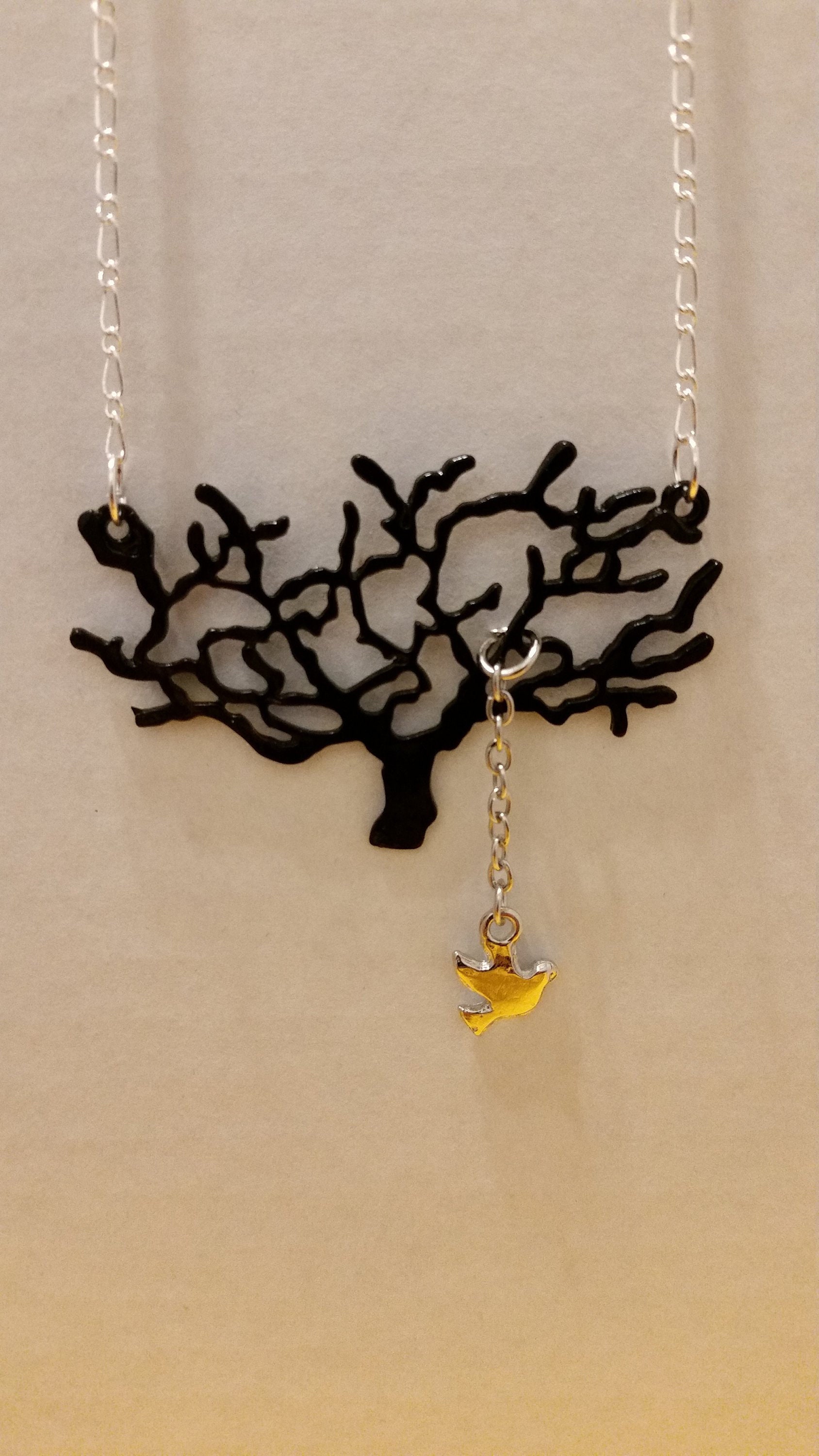 Baum Des Lebens Halsband, Vogel in Einem Baum, Naturbaum, Zweig Schmuck, Halskette, Wald, Umwelt, Handgemachtes Geschenk, Hergestellt Michnail, Usa von AccessoriesByMarcy