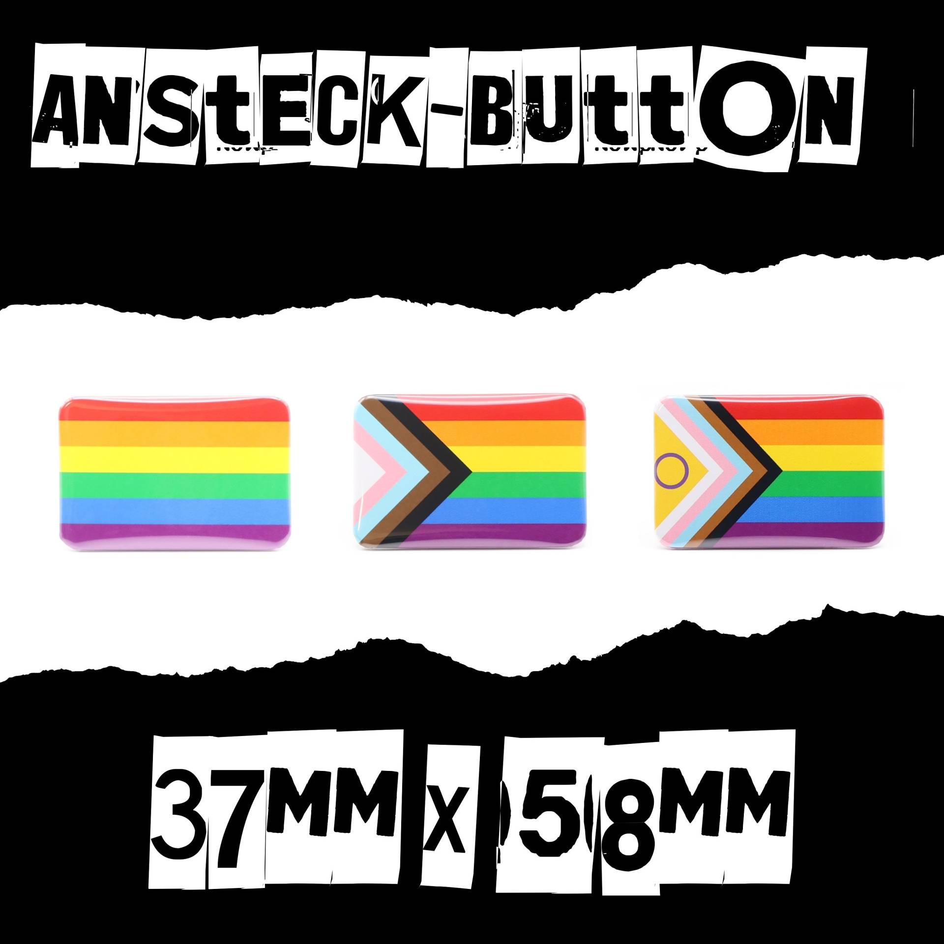 Button Regenbogen Prideflag Progressflag Rechteckiger Ansteckbutton Button Regenbogen Prideflag Progressflag Rechteckiger Ansteckbutton von AccessoriesProjekt3D