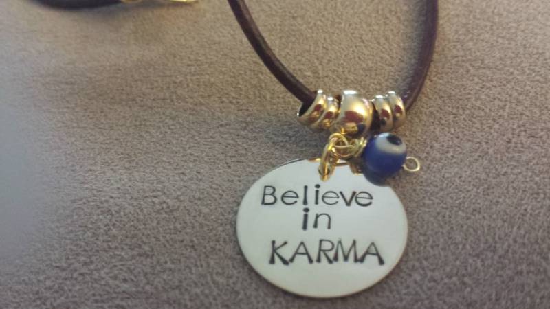 Glauben Sie An Karma Halskette, Karma Und Evil Eye Protection, Ojo Turco von AccessoriesSimply