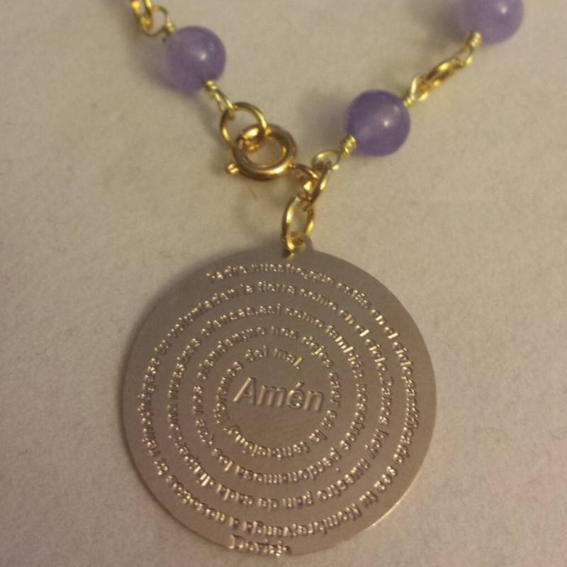 Padre Nuestro Lavendel-Amethyst-Armband, Kleine Lavendel Draht Gewickelt Perlen Armband, Vaterunser Armband Spanisch, Jederzeit Geschenk von AccessoriesSimply