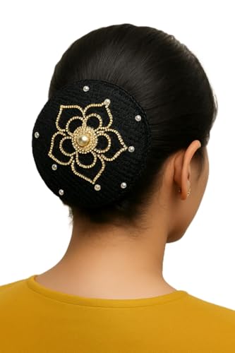 Accessorize Kingdom Haarknoten- und Kronenformer mit dekorativer Strassblume | Elegantes Netz-Juda-Abdecknetz für Mädchen & Frauen - Schwarz (Schwarz2) von Accessorize Kingdom