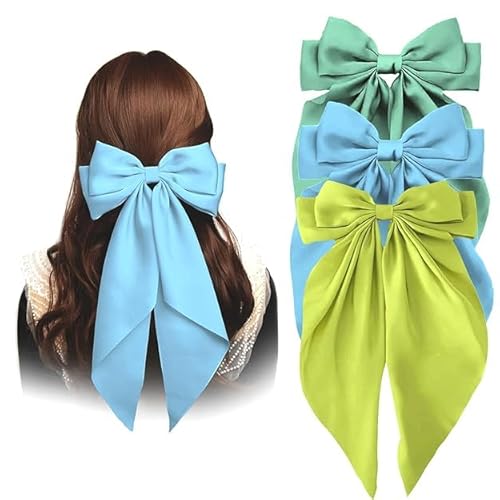 Accessorize Kingdom Seidensatin-Haarschleifen-Clips, großes Vintage-Band-Design, Haarschmuck für Damen und Mädchen (Multi-7, 3) von Accessorize Kingdom