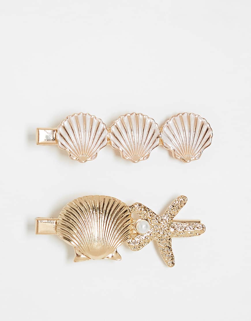 Accessorize - 2er-Pack Muschel-Haarspangen in Gold-Optik-Goldfarben Accessorize - 2er-Pack Muschel-Haarspangen in Gold-Optik-Goldfarben von Accessorize